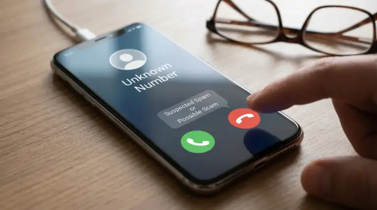 Persona che riceve una chiamata da numero sconosciuto su smartphone